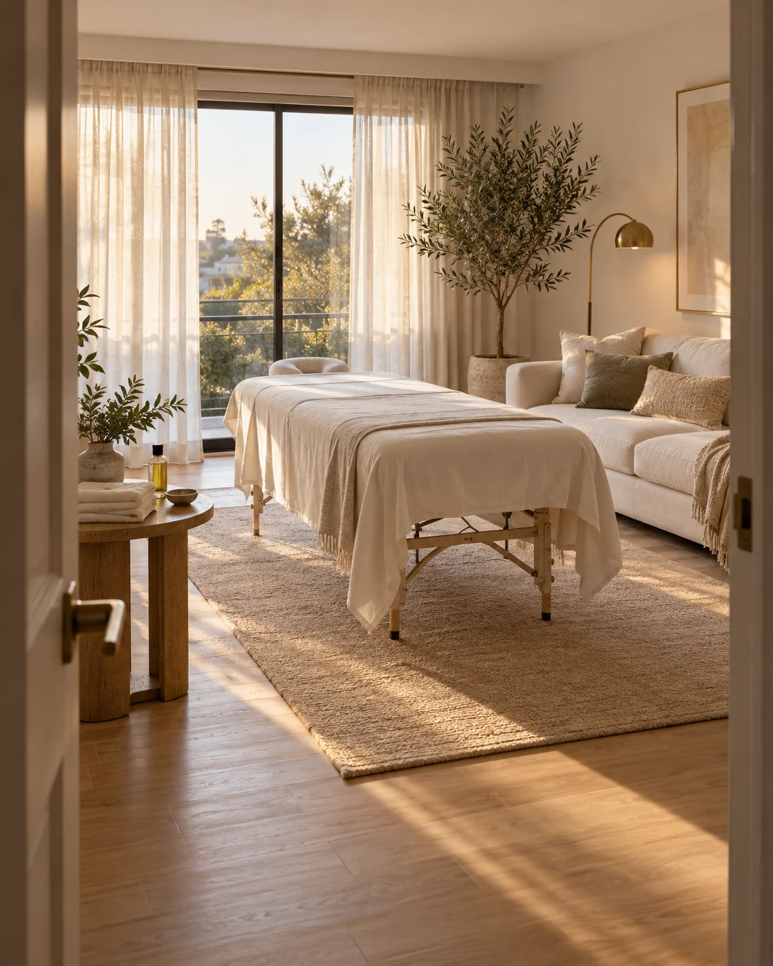Illustrative home spa room setup