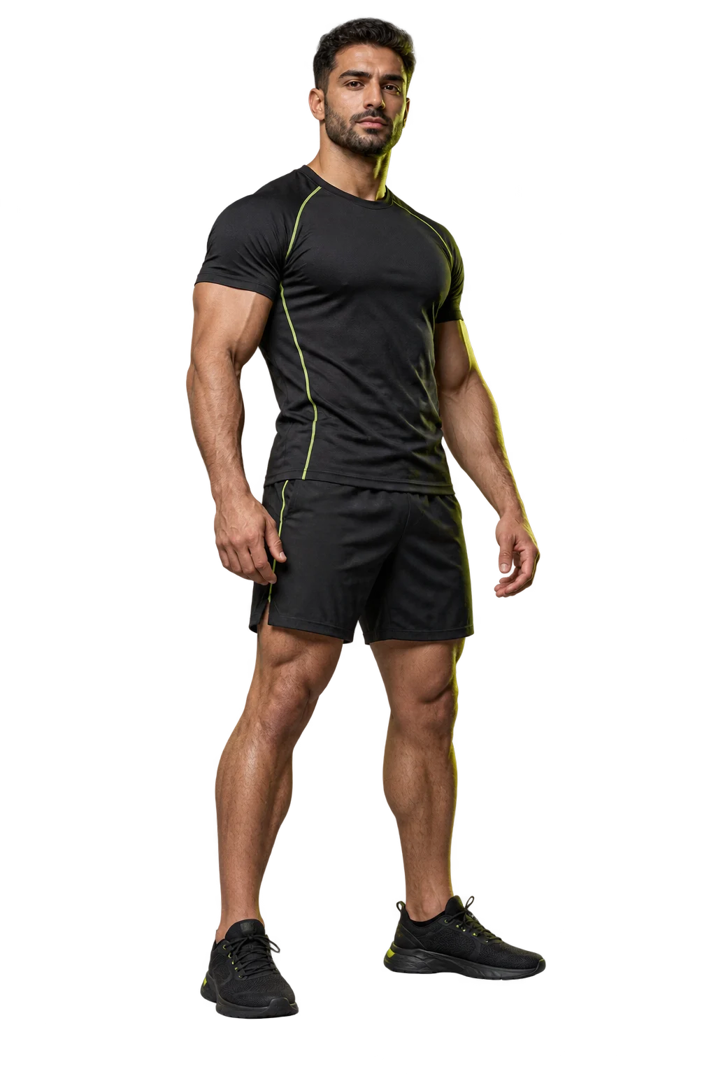 Athlete in black training clothing