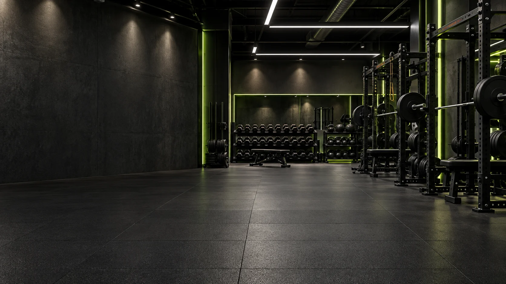 Dark premium gym interior