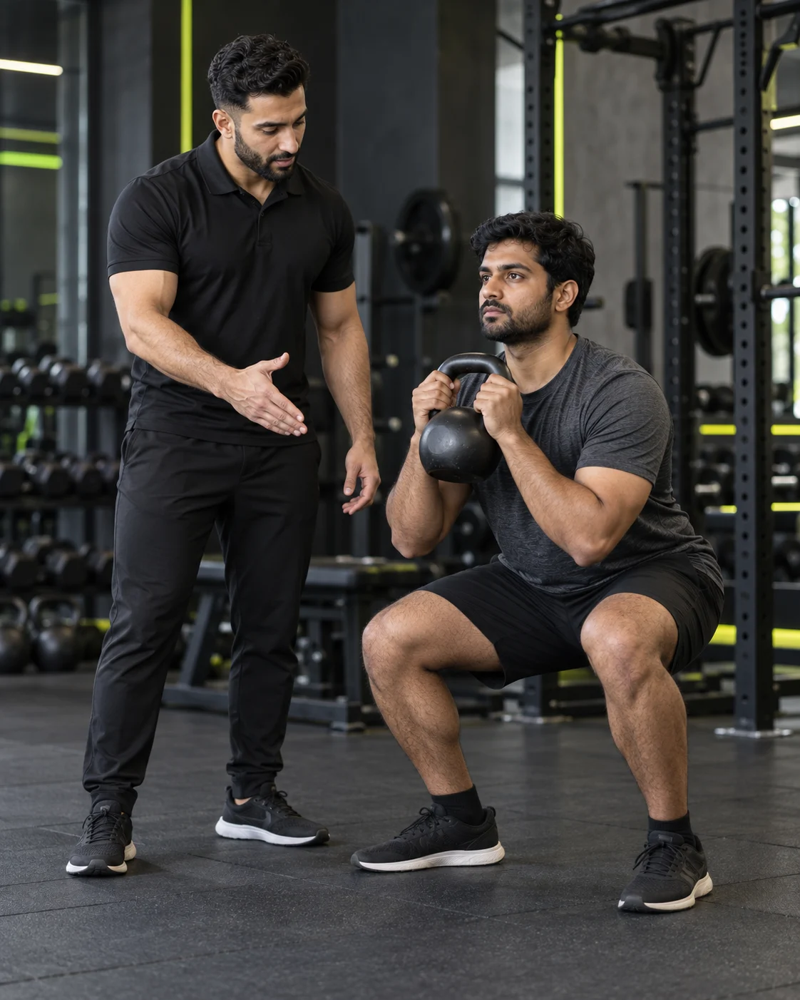 Coach supporting a member during training